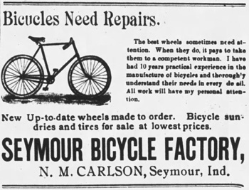 Seymour Bicycle Factory Advertisement, 1898
from The Daily Republican32 Semour, Indiana