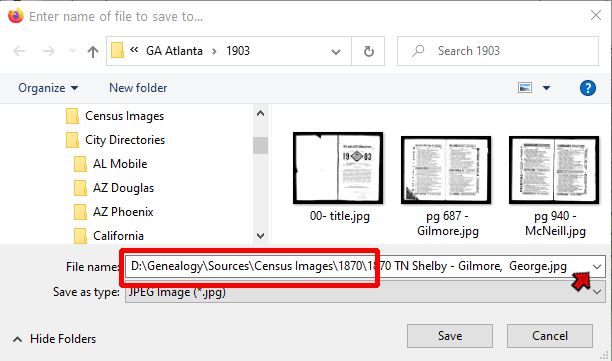File Save dialog