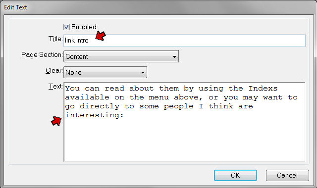 Edit Text screen