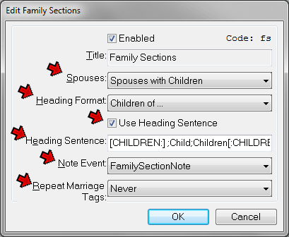 Edit Family Section