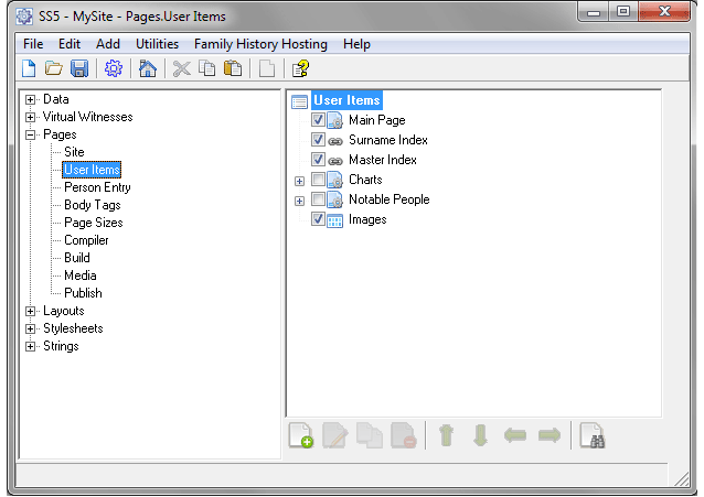 Default User Item screen