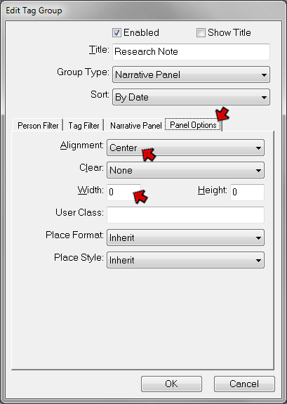 Panel Options