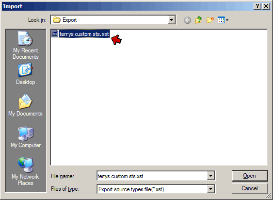 Import screen