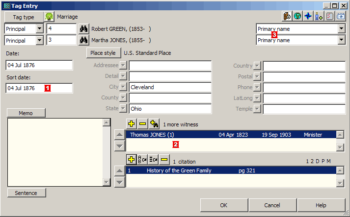 Tag Entry screen