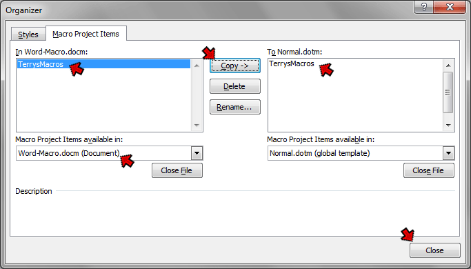 Organizer screen