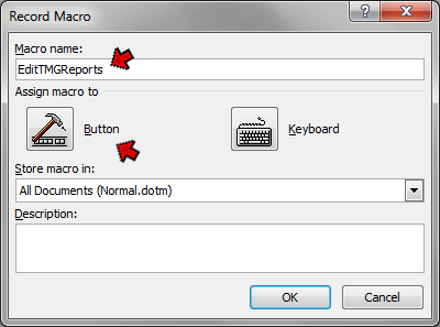 Record Macro screen