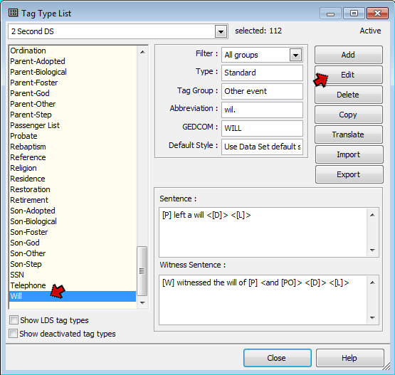 Tag Type List